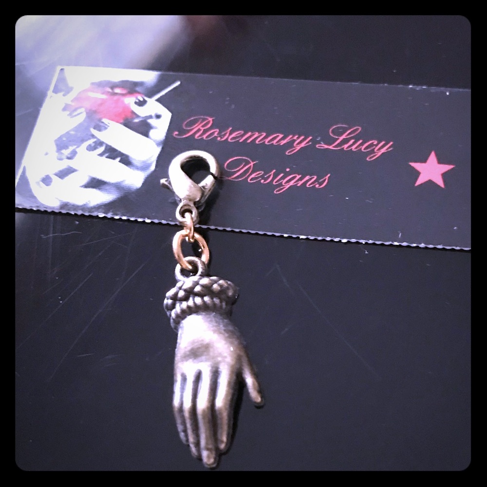 5/$30 antiqued brass and gold plated hand charm witchy